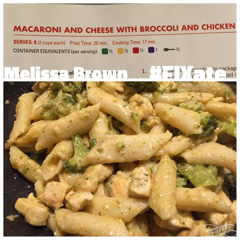 Fixate, dinner recipe, macaroni and cheese, broccoli and chicken