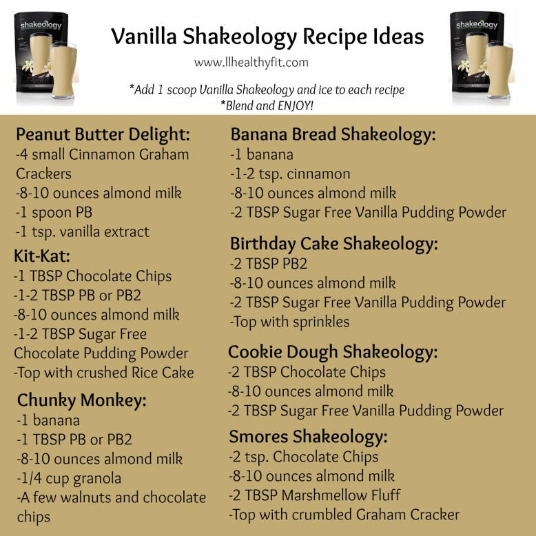 Vanilla Shakeology Recipes - Version 2