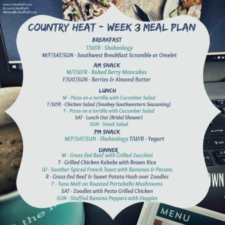 Country Heat - Week 3 Meal Plan